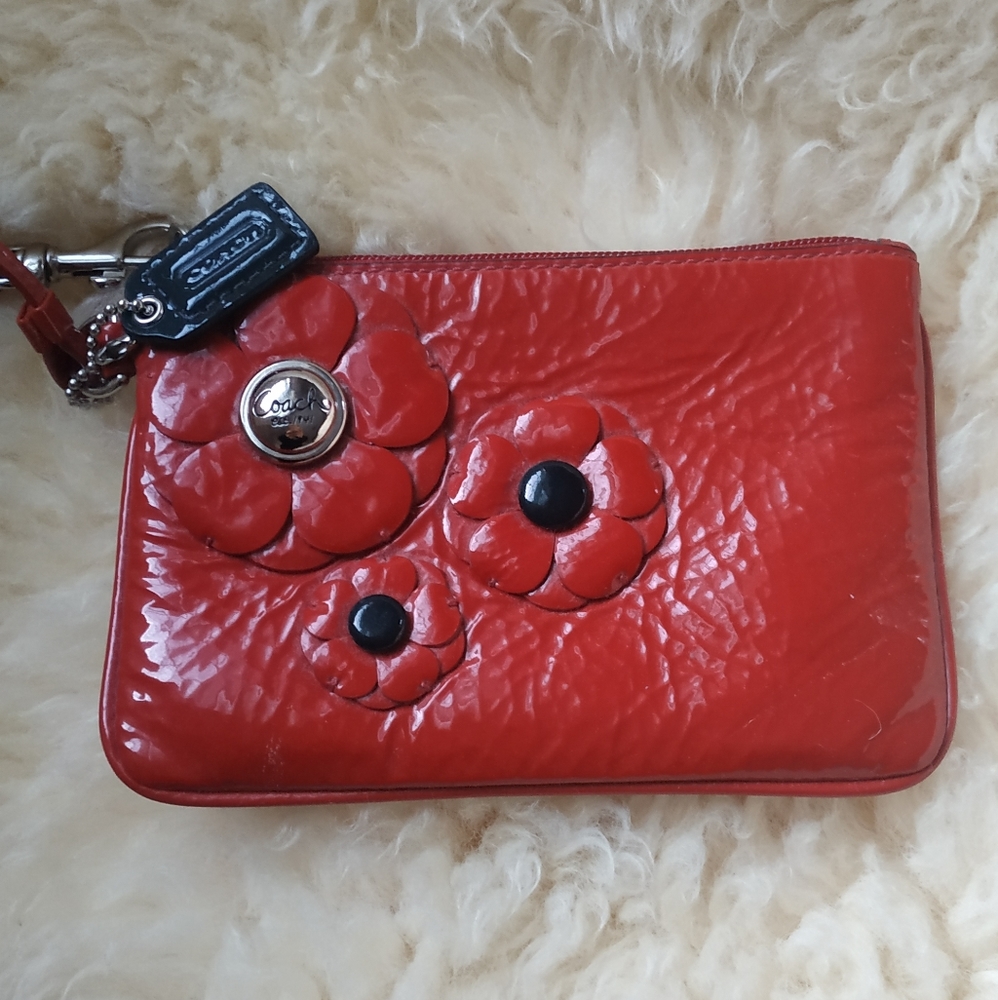 Red Poppy Coach Wristlet